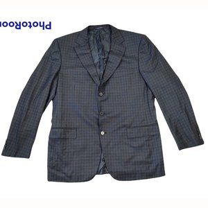 Ermenegildo Zegna Men's 100% Wool Plaid Blazer Jacker Sports Coat 56R EURO SIZE